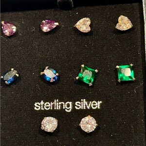 NWT 5pc Elegant Sterling Silver Gemstone Earring Set
